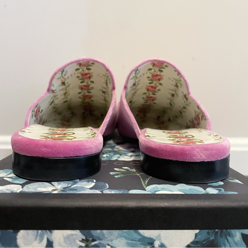 Gucci Princetown Embellished Velvet Mule Pink size 38 - Picture 10 of 11